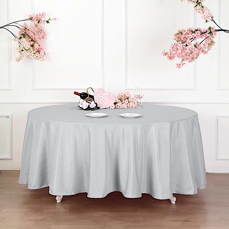 132-Inch Polyester Round Tablecloth Decoration Supplies Dinner Wedding Linens - Picture 189 of 228