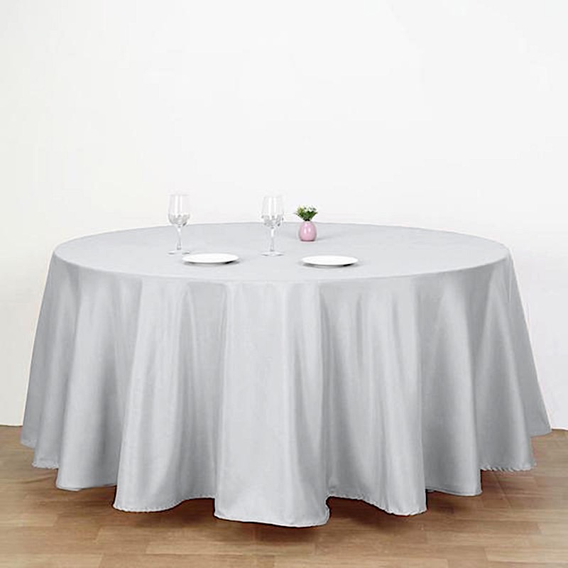 132-Inch Polyester Round Tablecloth Decoration Supplies Dinner Wedding Linens - Picture 192 of 228