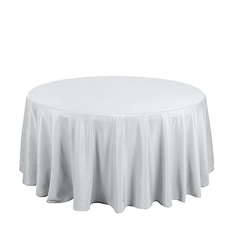 132-Inch Polyester Round Tablecloth Decoration Supplies Dinner Wedding Linens - Picture 190 of 228