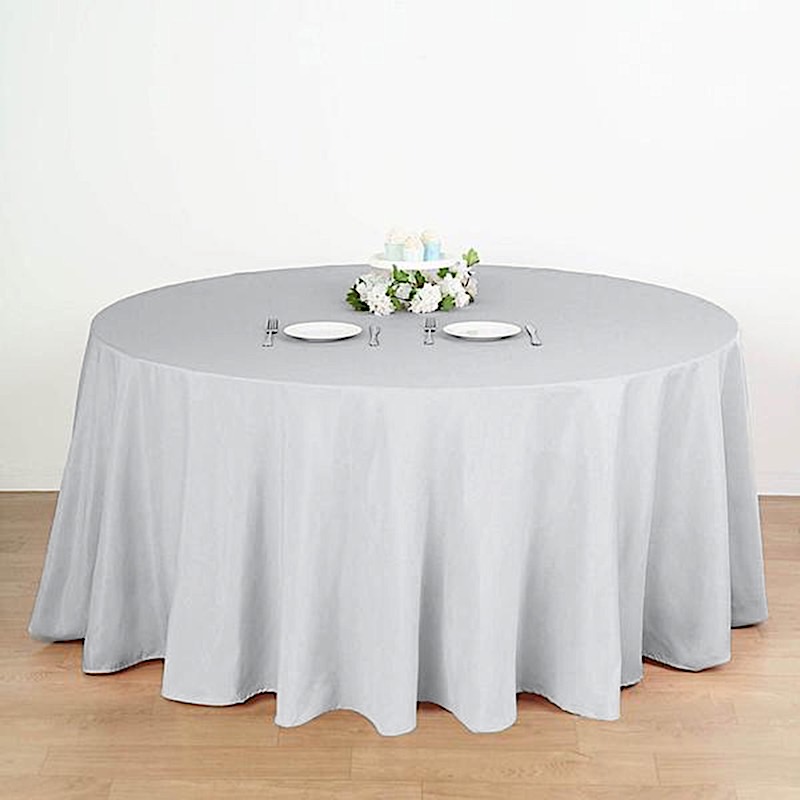 132-Inch Polyester Round Tablecloth Decoration Supplies Dinner Wedding Linens - Picture 193 of 228