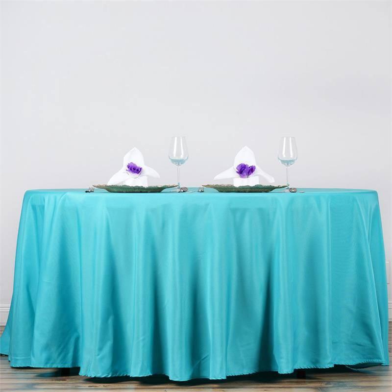 132-Inch Polyester Round Tablecloth Decoration Supplies Dinner Wedding Linens - Picture 217 of 228