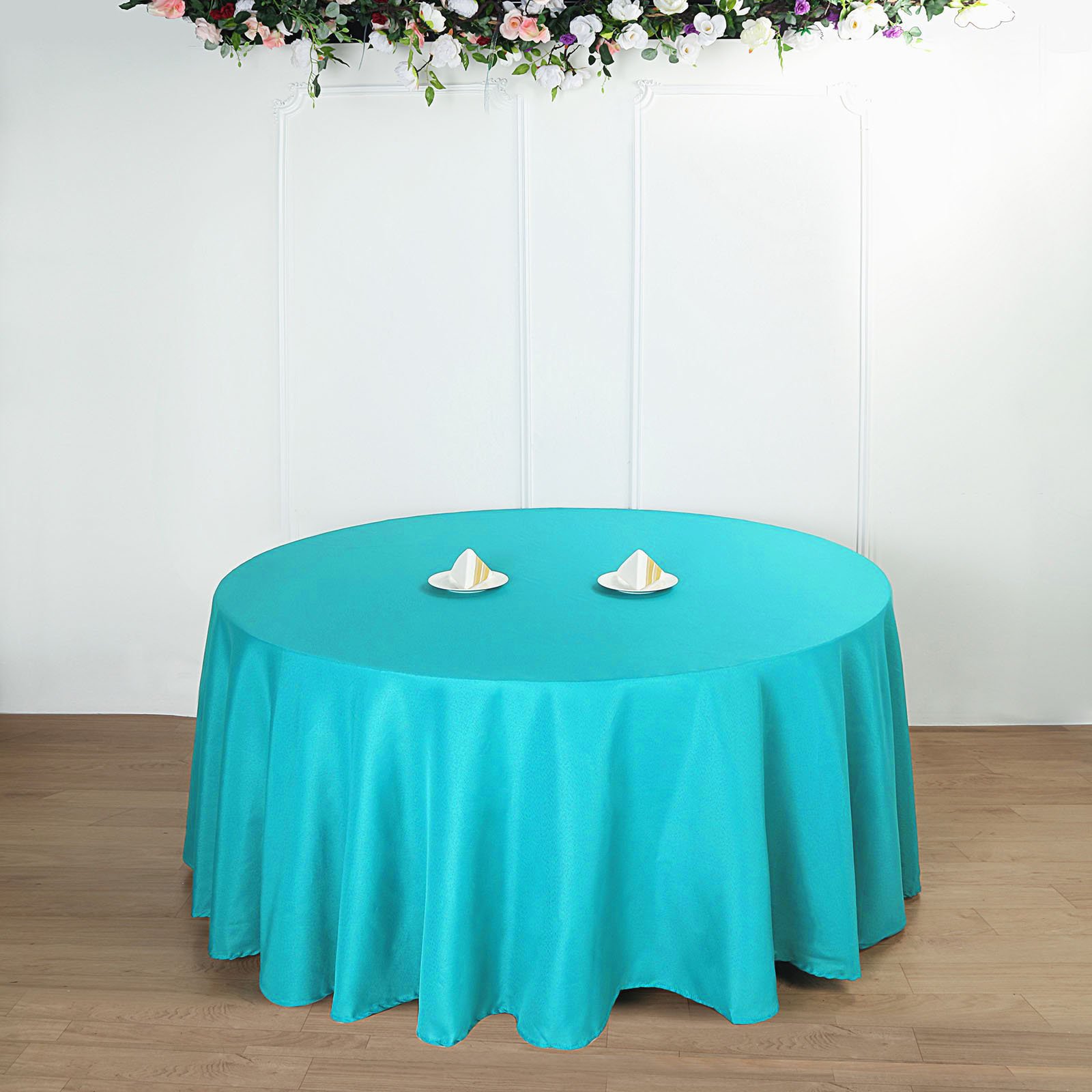 132-Inch Polyester Round Tablecloth Decoration Supplies Dinner Wedding Linens - Picture 218 of 228