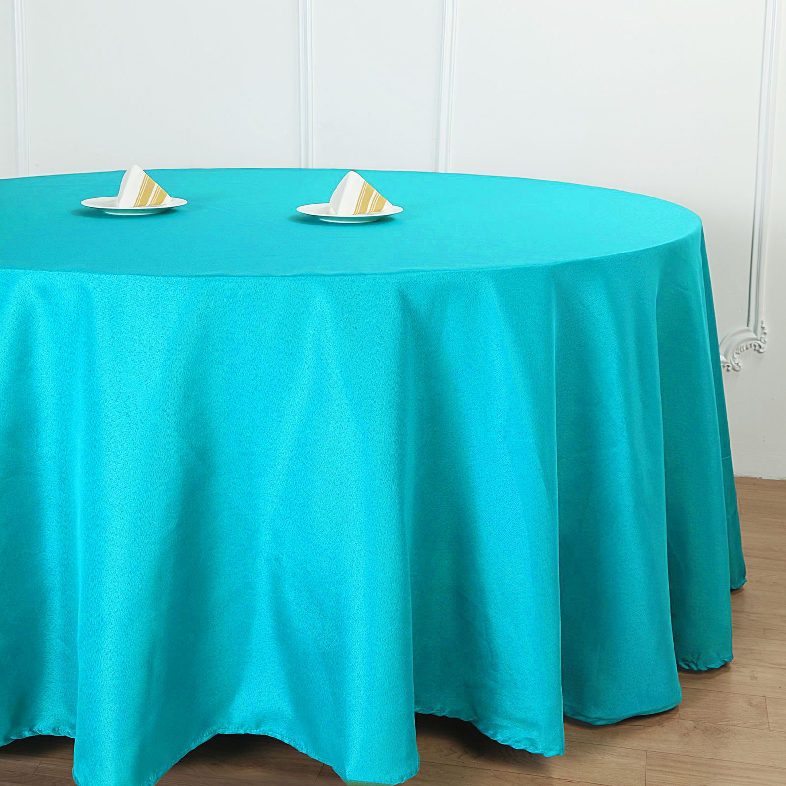 132-Inch Polyester Round Tablecloth Decoration Supplies Dinner Wedding Linens - Picture 220 of 228