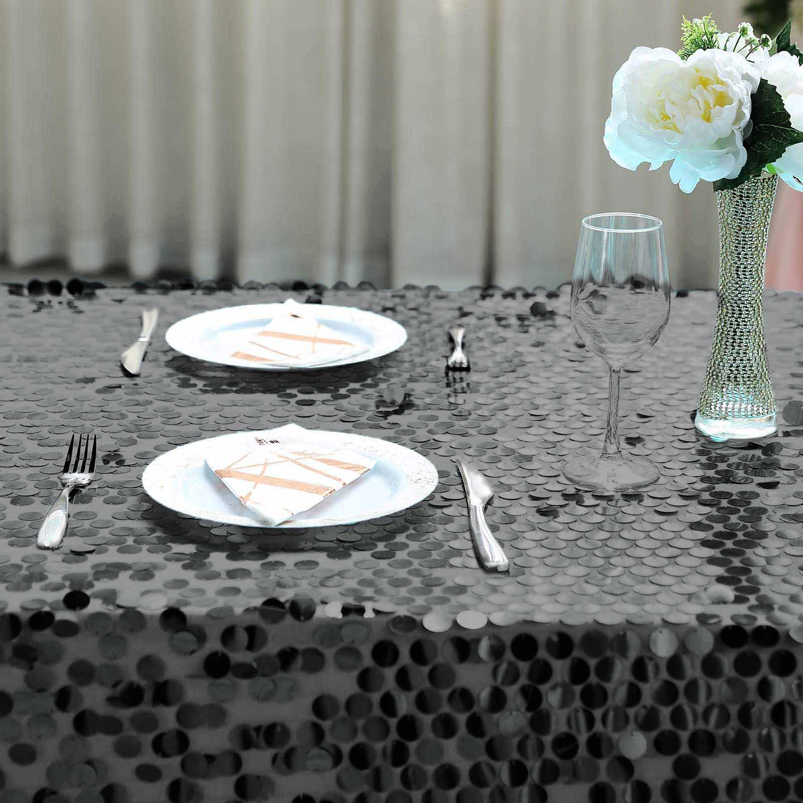 90x156-Inch RECTANGULAR TABLECLOTH Big Payettes Sequines Wedding Party Linens - Picture 16 of 74