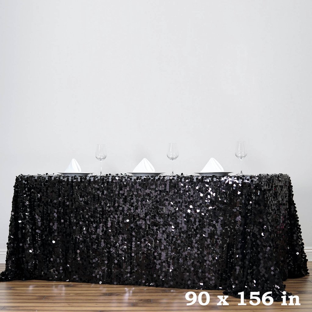 90x156-Inch RECTANGULAR TABLECLOTH Big Payettes Sequines Wedding Party Linens - Picture 10 of 74