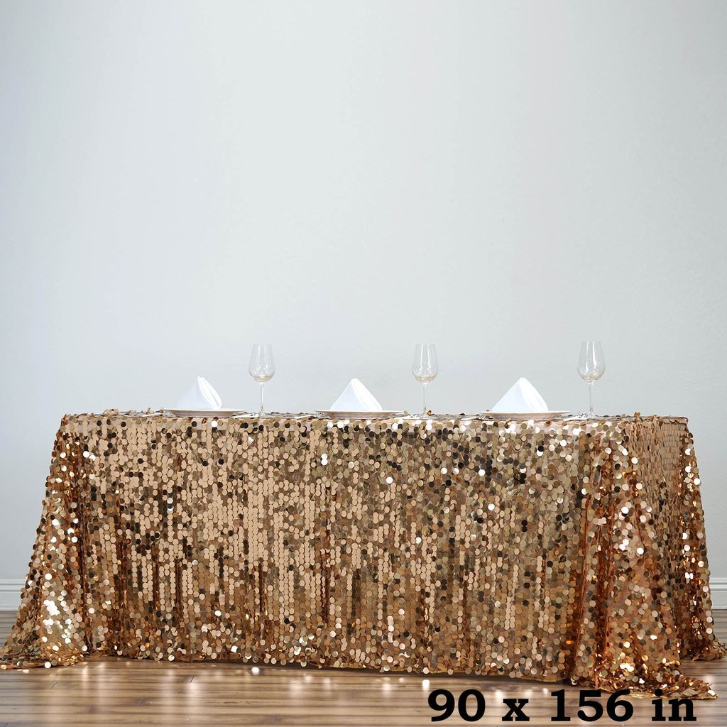 90x156-Inch RECTANGULAR TABLECLOTH Big Payettes Sequines Wedding Party Linens - Picture 25 of 74