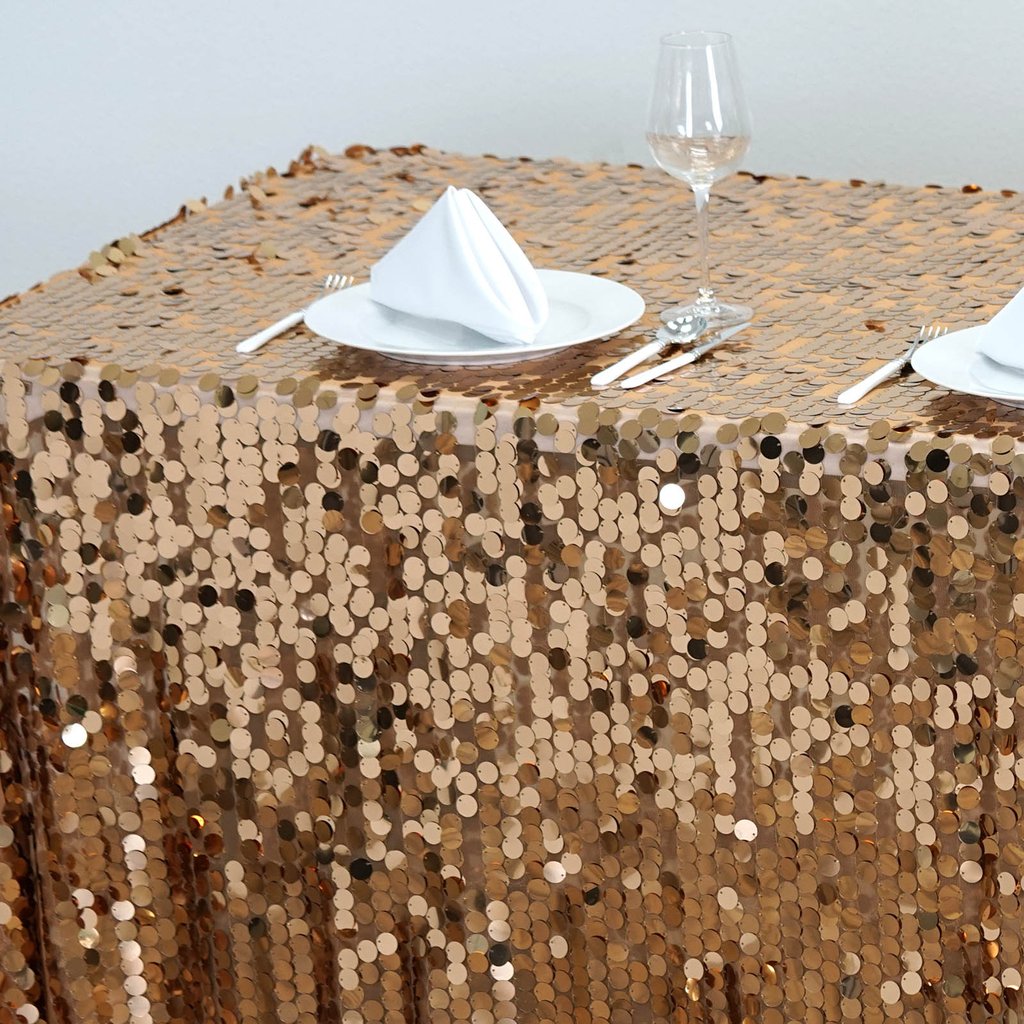 90x156-Inch RECTANGULAR TABLECLOTH Big Payettes Sequines Wedding Party Linens - Picture 26 of 74