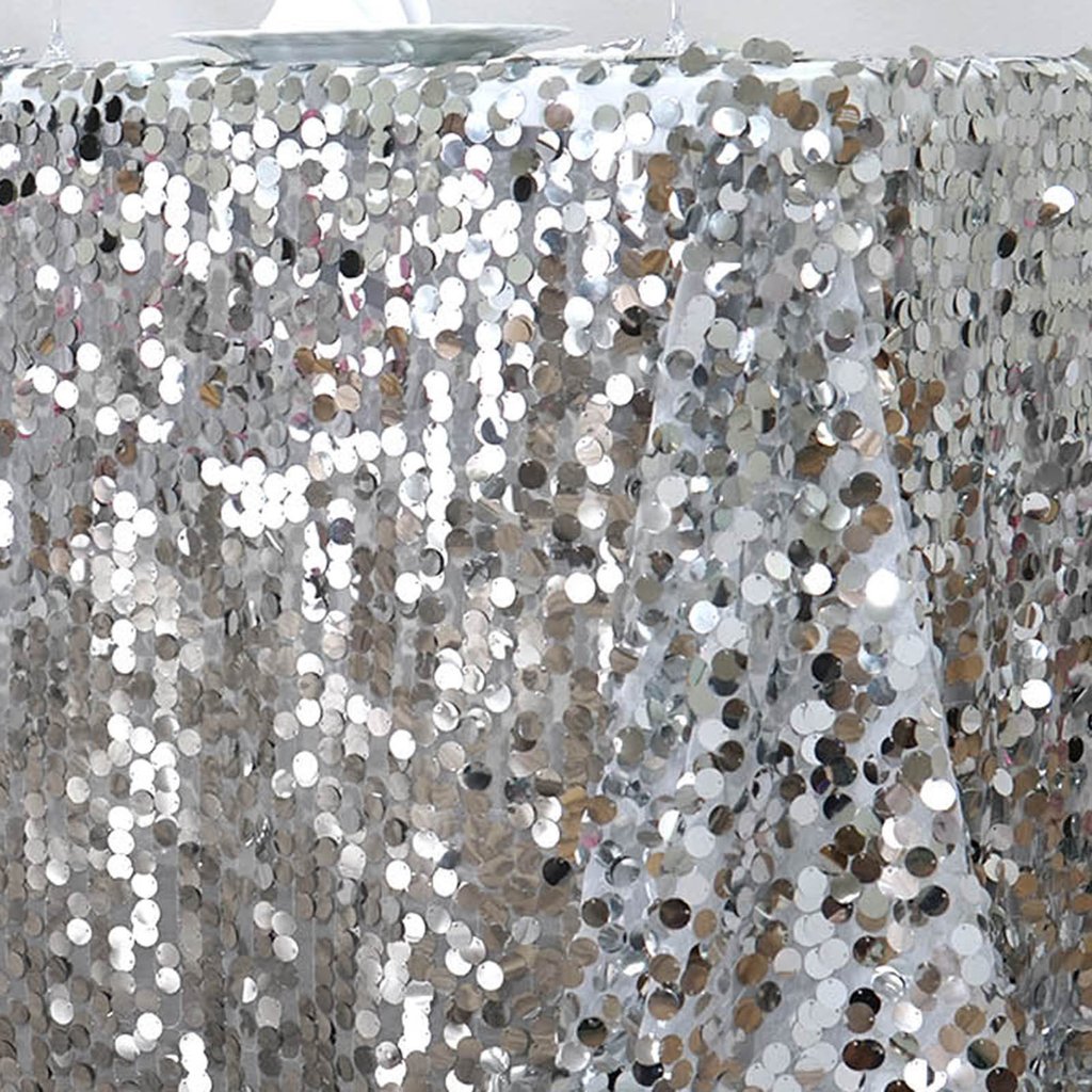 90x156-Inch RECTANGULAR TABLECLOTH Big Payettes Sequines Wedding Party Linens - Picture 56 of 74