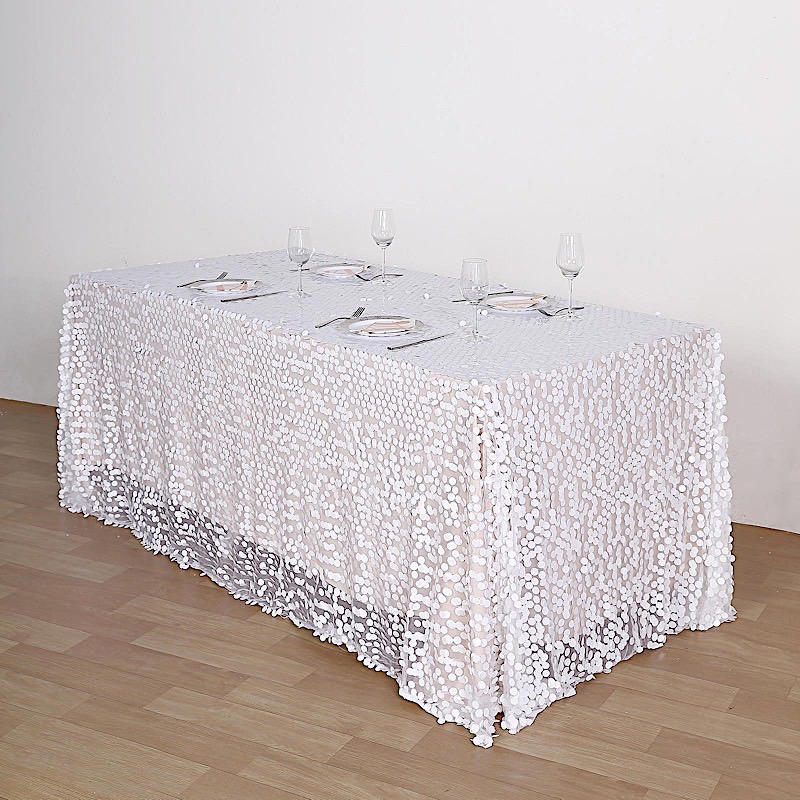90x156-Inch RECTANGULAR TABLECLOTH Big Payettes Sequines Wedding Party Linens - Picture 74 of 74