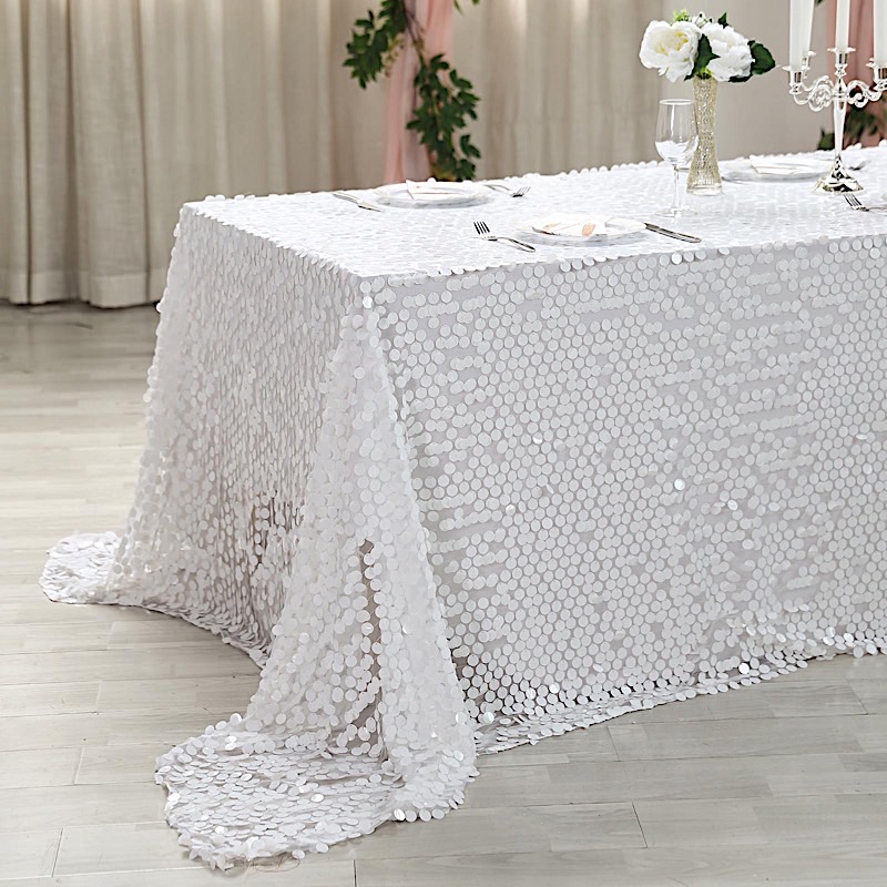 90x156-Inch RECTANGULAR TABLECLOTH Big Payettes Sequines Wedding Party Linens - Picture 73 of 74