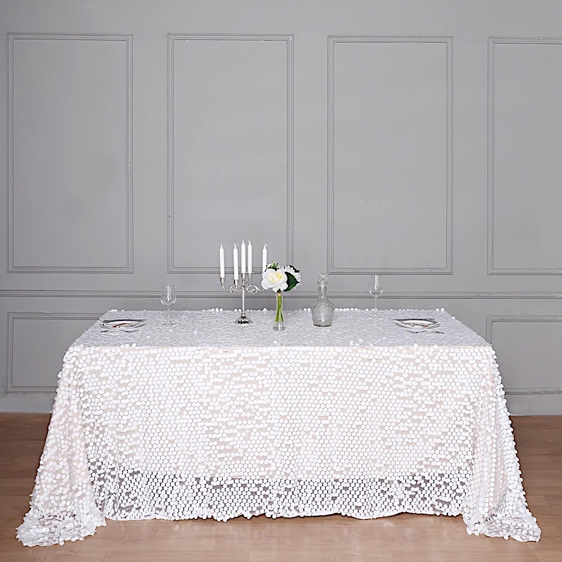 90x156-Inch RECTANGULAR TABLECLOTH Big Payettes Sequines Wedding Party Linens - Picture 68 of 74