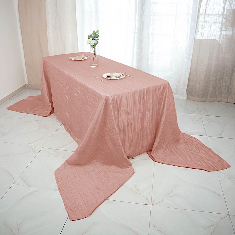 90x156-Inch Crinkle Accordion TAFFETA RECTANGLE TABLECLOTH Party Decorations - Picture 35 of 146