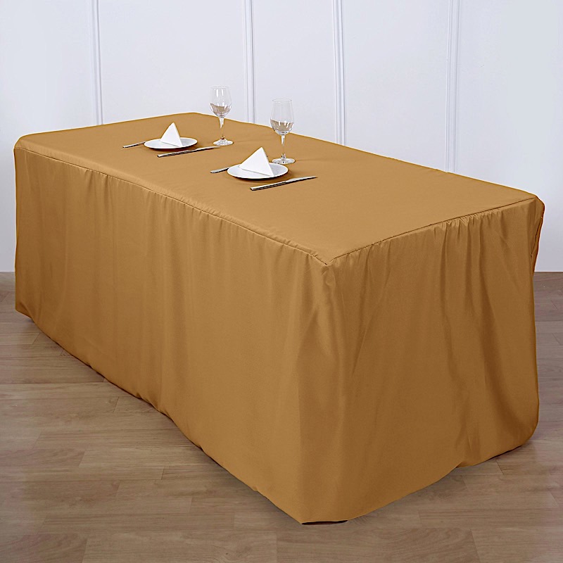 8 feet Fitted Polyester Tablecloths Wedding Party Catering Table Linens Home - 第 44/98 張圖片