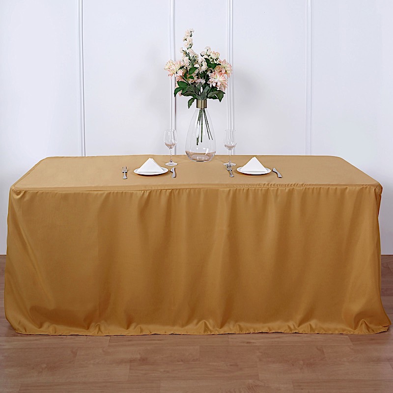 8 feet Fitted Polyester Tablecloths Wedding Party Catering Table Linens Home - 第 43/98 張圖片