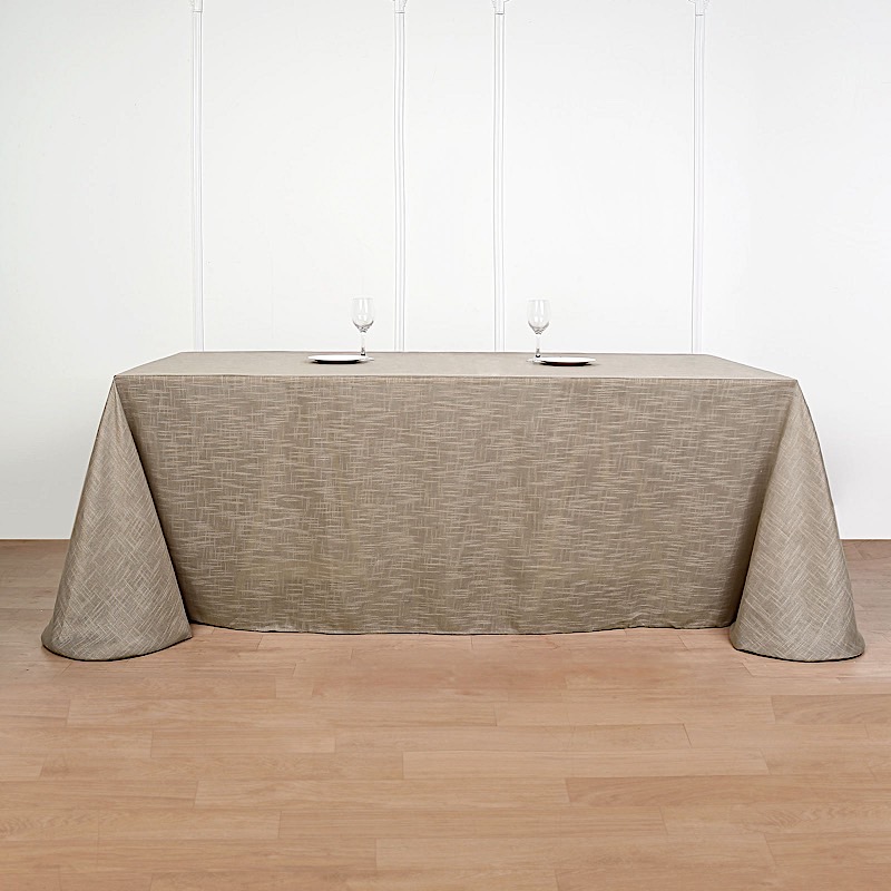 90x156-Inch Rectangular Premium Polyester Faux Burlap Tablecloth Decorations - Picture 11 of 26