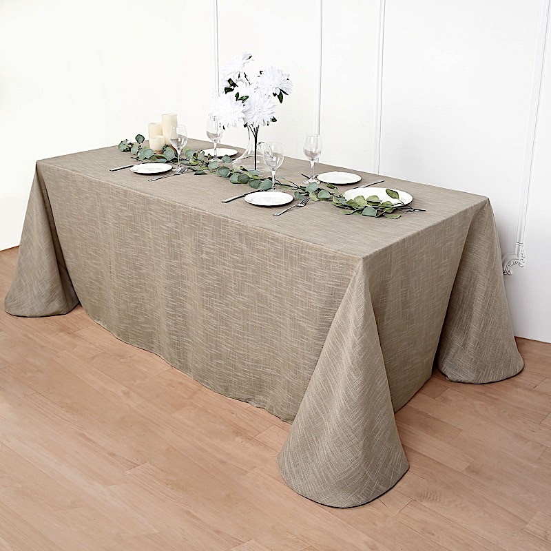 90x156-Inch Rectangular Premium Polyester Faux Burlap Tablecloth Decorations - Picture 12 of 26