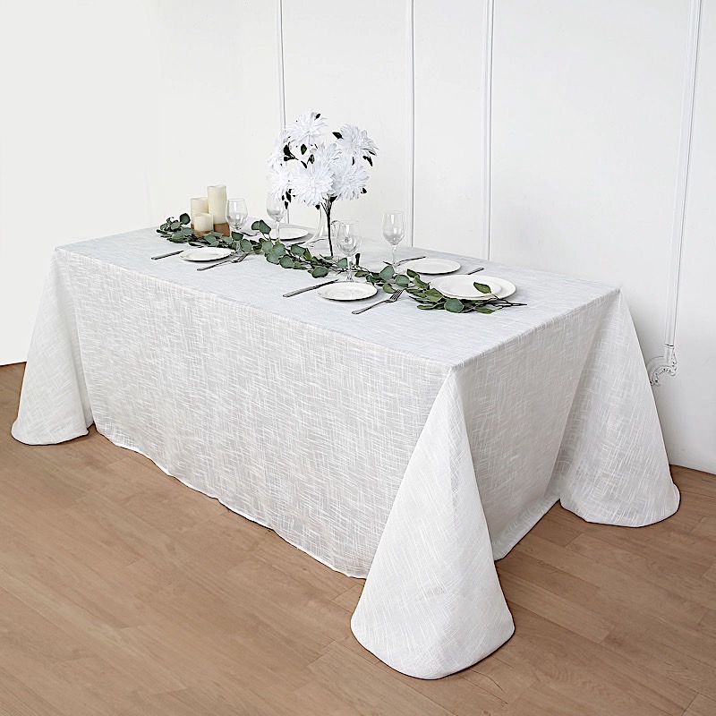 90x156-Inch Rectangular Premium Polyester Faux Burlap Tablecloth Decorations - Picture 23 of 26
