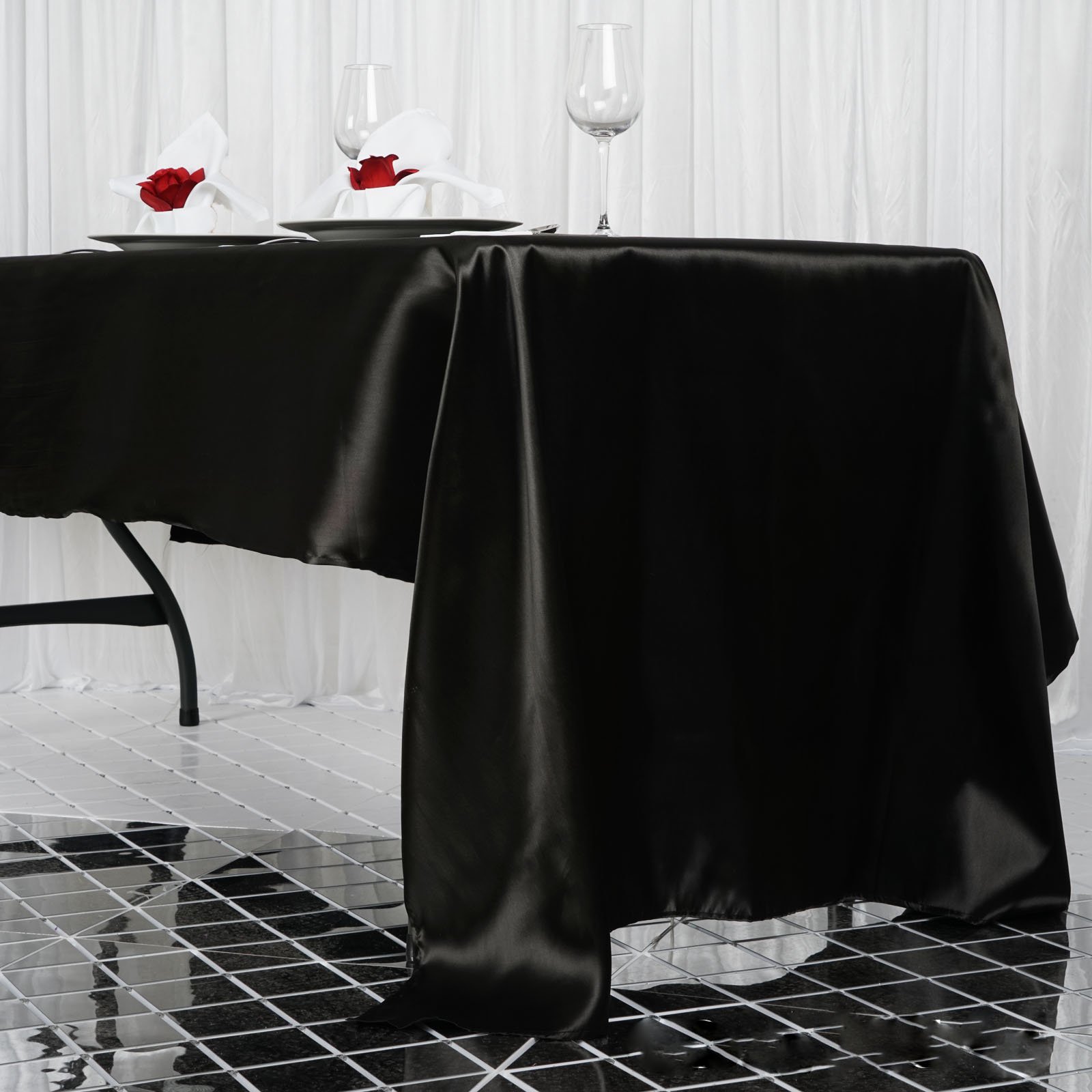 60x126-Inch RECTANGULAR SATIN TABLECLOTH Dinner Wedding Party Linens Decorations - Picture 11 of 154