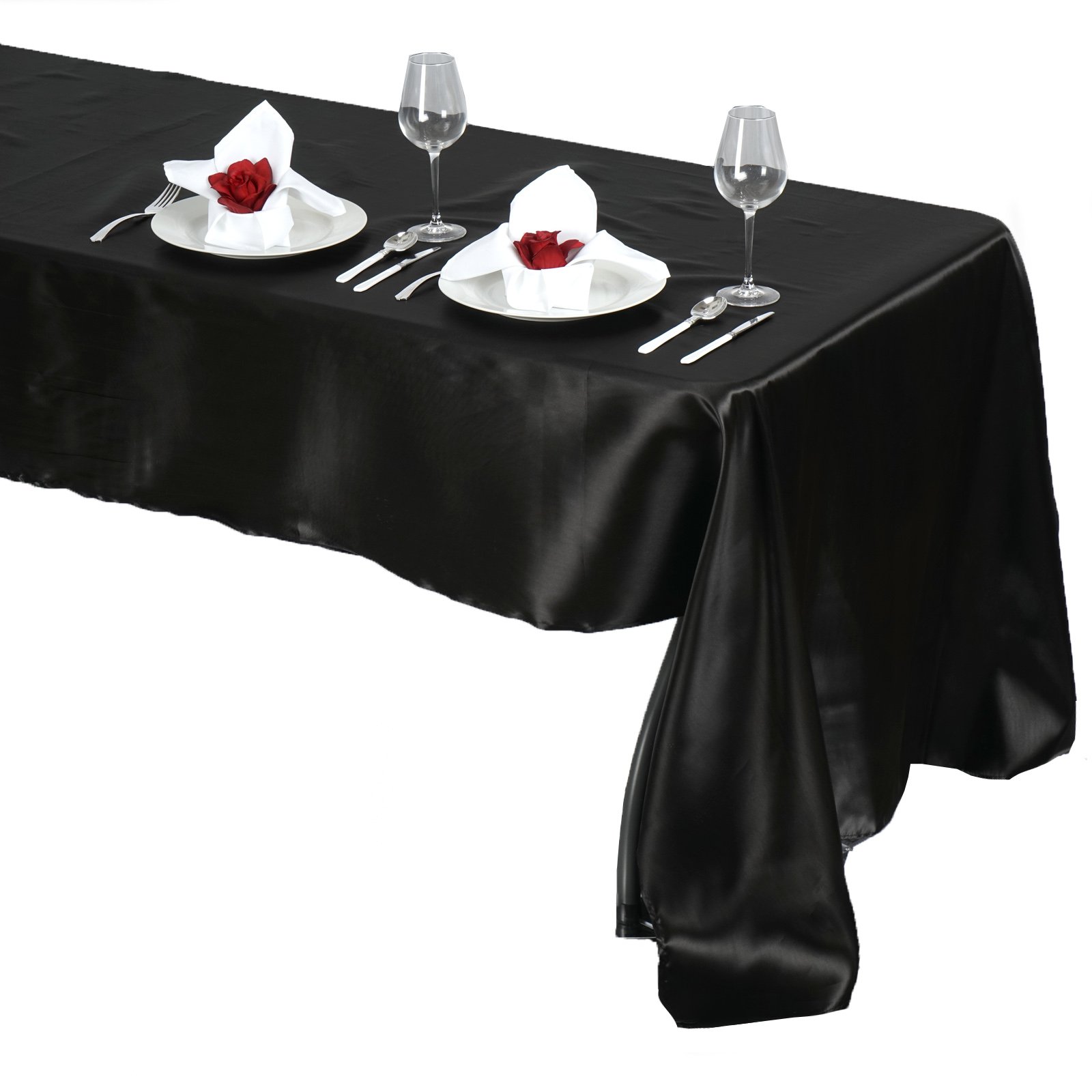 60x126-Inch RECTANGULAR SATIN TABLECLOTH Dinner Wedding Party Linens Decorations - Picture 14 of 154