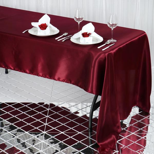 60x126-Inch RECTANGULAR SATIN TABLECLOTH Dinner Wedding Party Linens Decorations - Picture 21 of 154