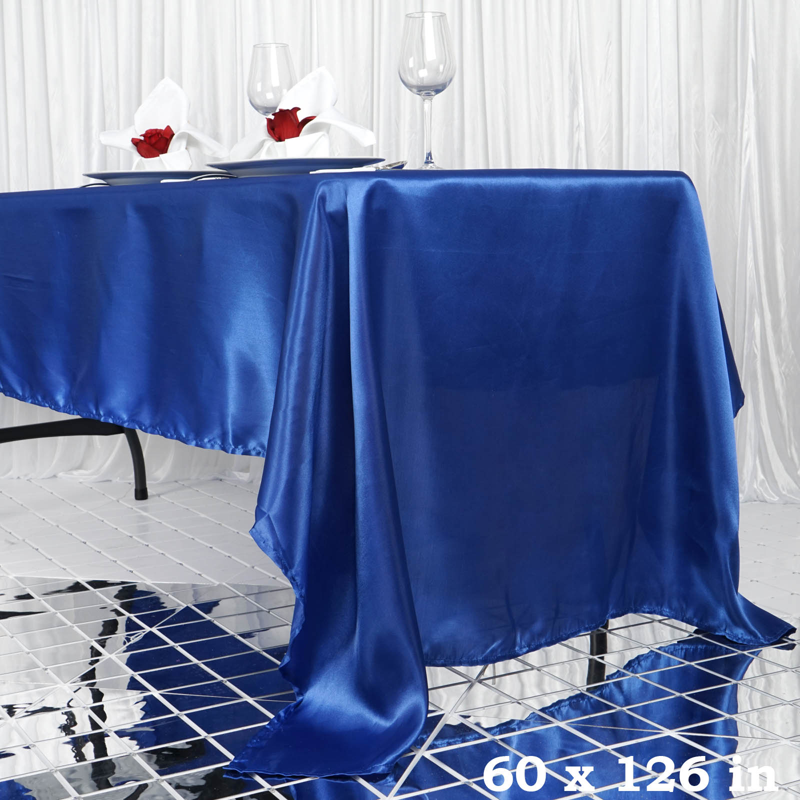 60x126-Inch RECTANGULAR SATIN TABLECLOTH Dinner Wedding Party Linens Decorations - Picture 107 of 154