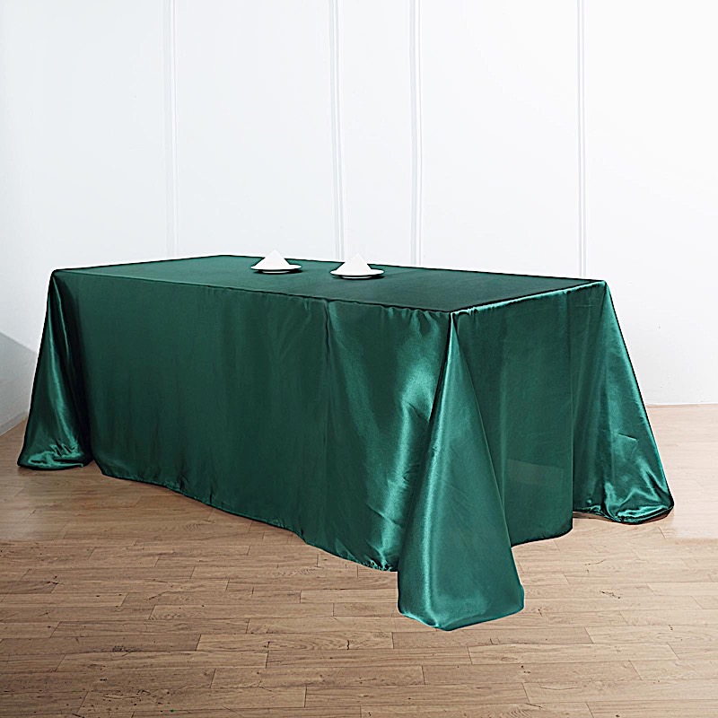 90x132-Inch RECTANGULAR SATIN TABLECLOTH Dinner Wedding Party Linens Decorations - Picture 98 of 218