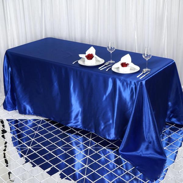 90x132-Inch RECTANGULAR SATIN TABLECLOTH Dinner Wedding Party Linens Decorations - Picture 167 of 218