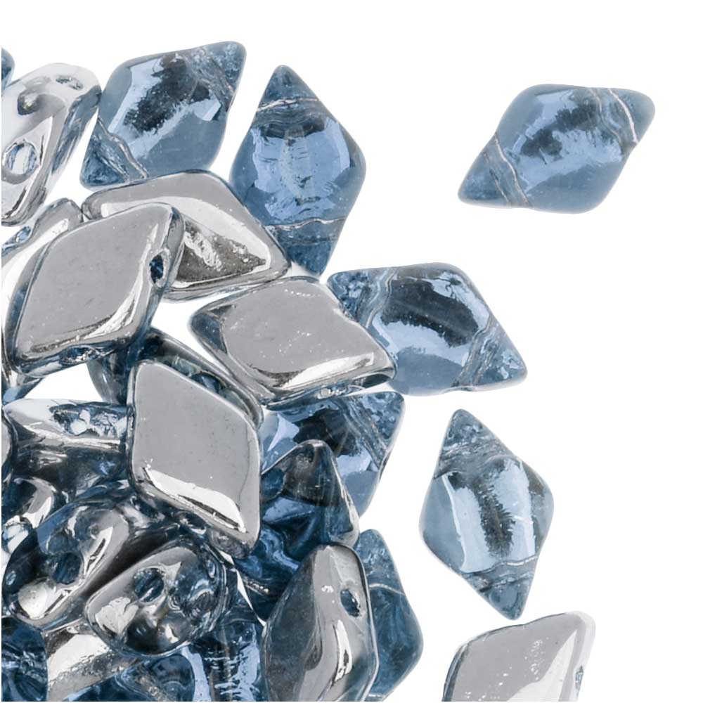 Blue Metallic Suede 40 8 x 5 mm Czech Glass Gemduo Beads
