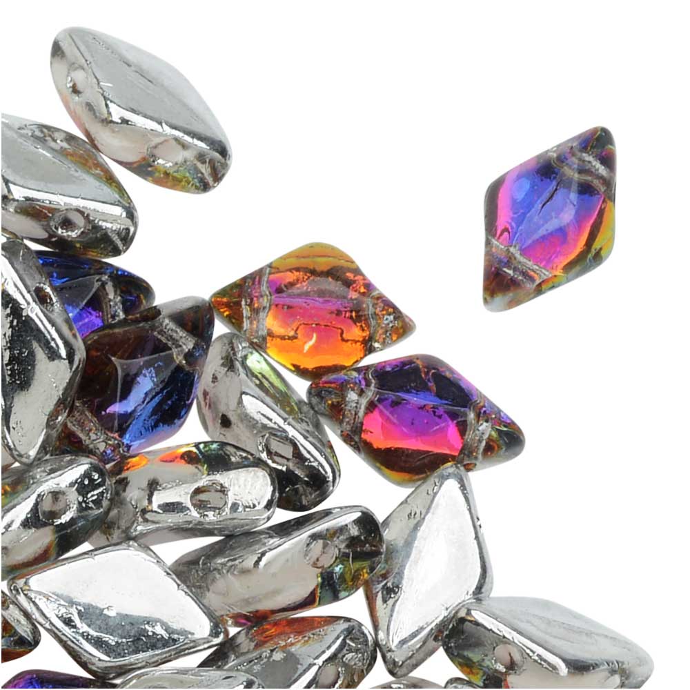 10g Czech GemDuo Twin Hole Beads 8x5mm Backlit Periwinkle