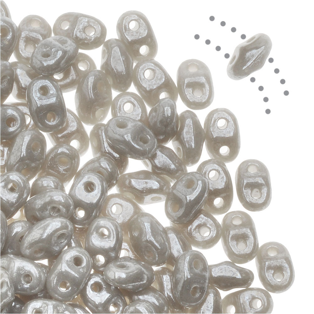 H34//32 Infinity Two Hole Czech Glass Beads 4x8mm Full Labrador 7.5g
