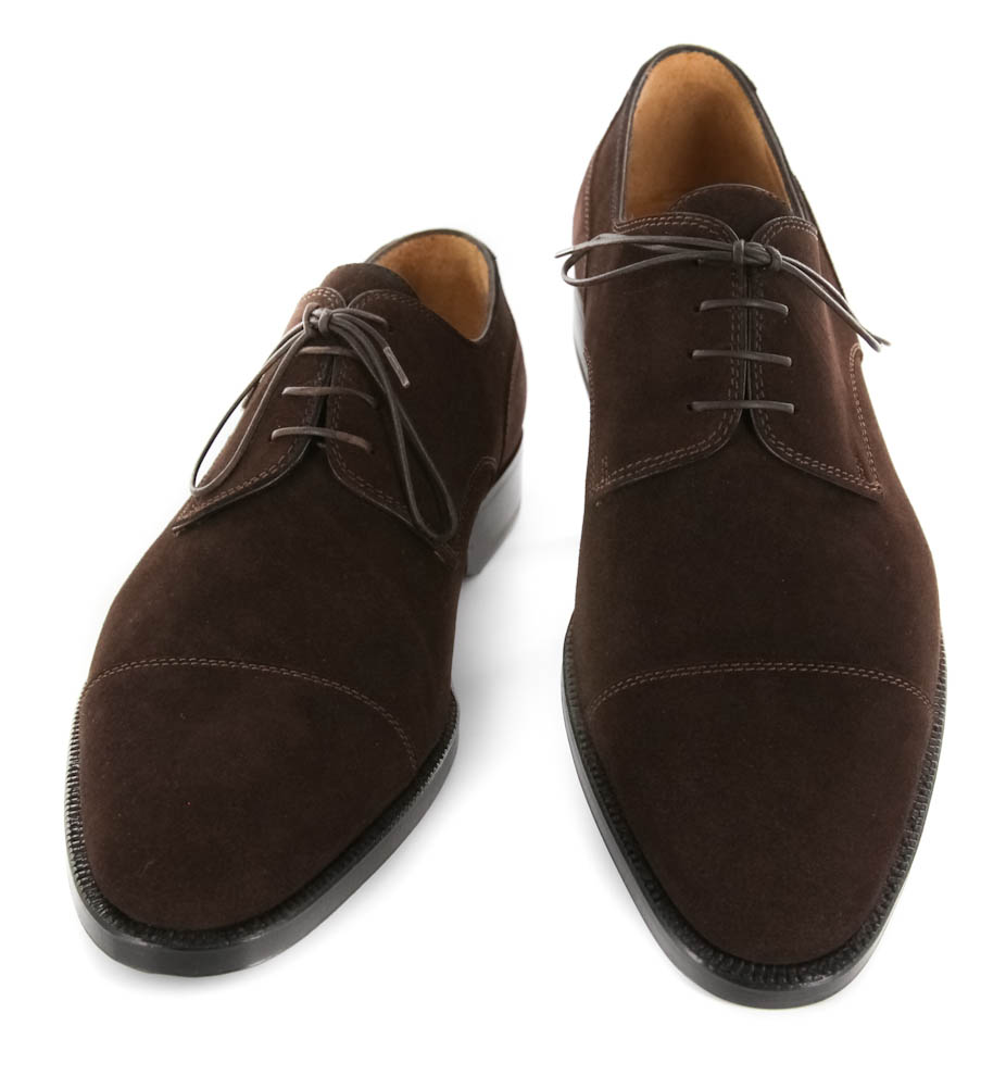 Sutor Mantellassi Dark Brown Suede Shoes - Cap Toe‎ Lace up Size 9 Mens cm2249-1.jpg?v=1672198013 main image 3