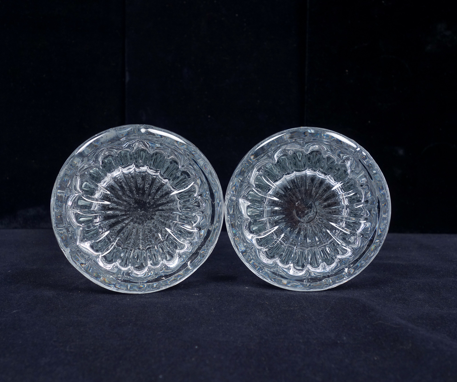 Pair 1940s/50s Fostoria American Pattern Cylindrical Glass Flower Vases
