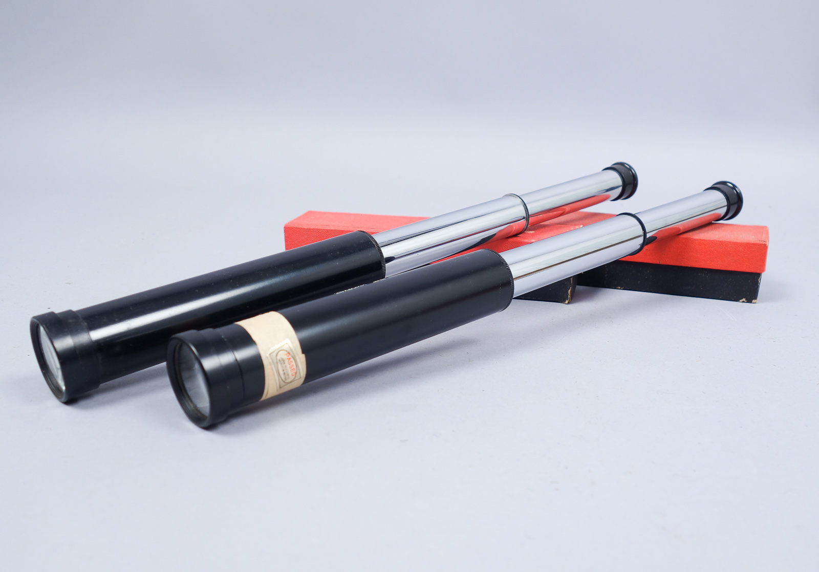 Lot 2 Vintage 1950s60s Japanese 25X30mm Telescopes In Original Boxes