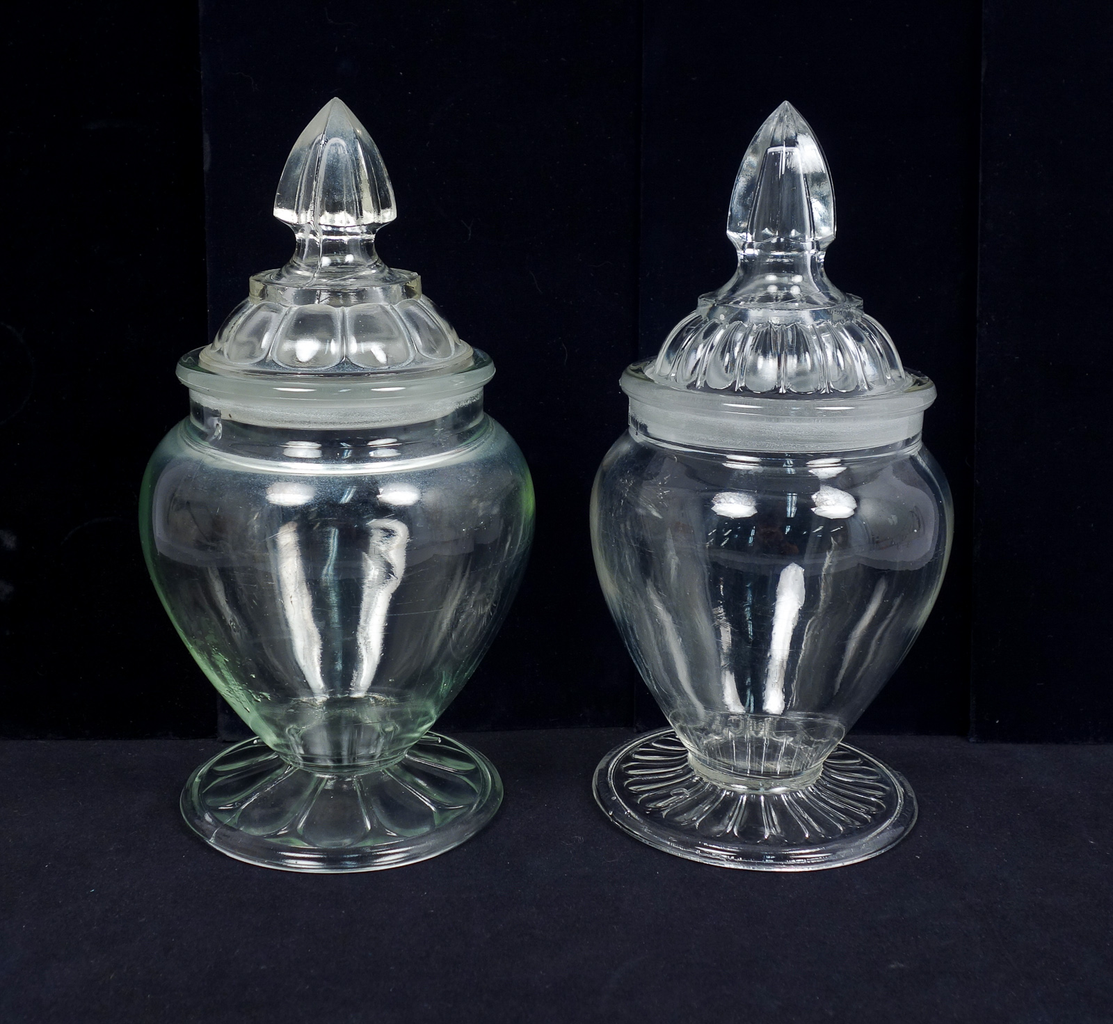 Antique c1900 Assembled Pair Footed General Drugstore Apothecary