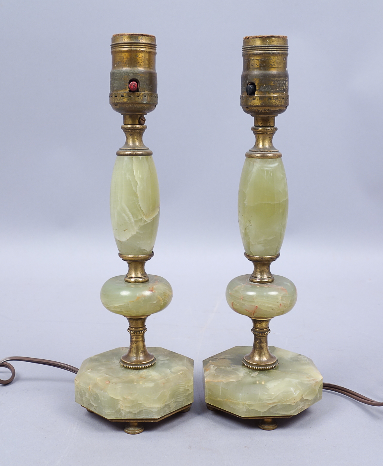 Vintage 1920s/30s Pair Green Onyx Bronze Dore Mounted Bedside Table Lamps eBay