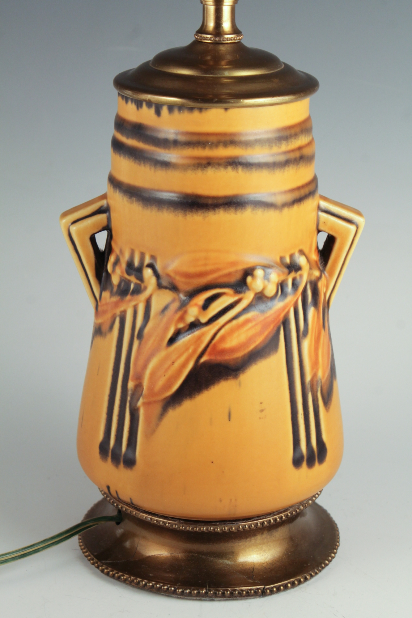 Rare Vintage Roseville Laurel American Art Pottery Vase Fitted As a