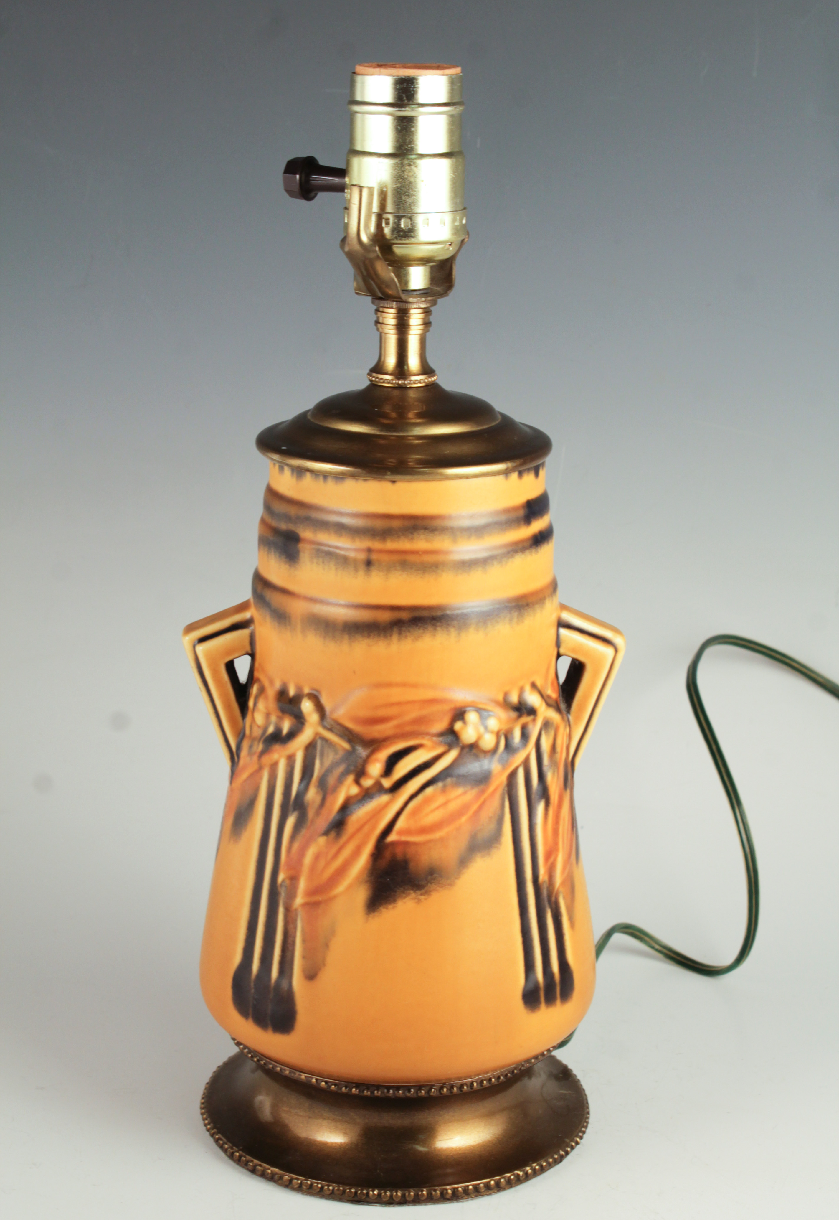 Rare Vintage Roseville Laurel American Art Pottery Vase Fitted As a