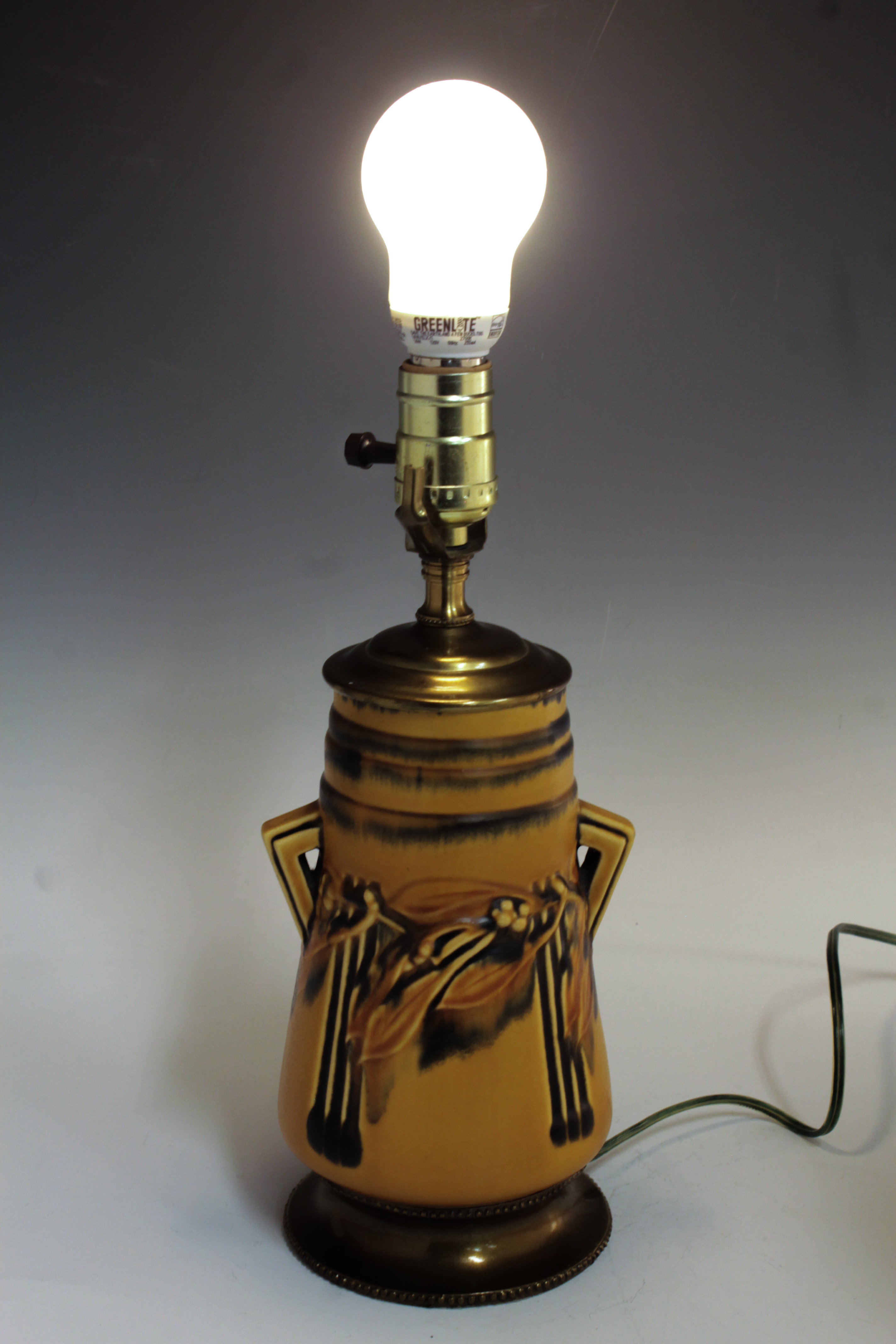 Rare Vintage Roseville Laurel American Art Pottery Vase Fitted As a