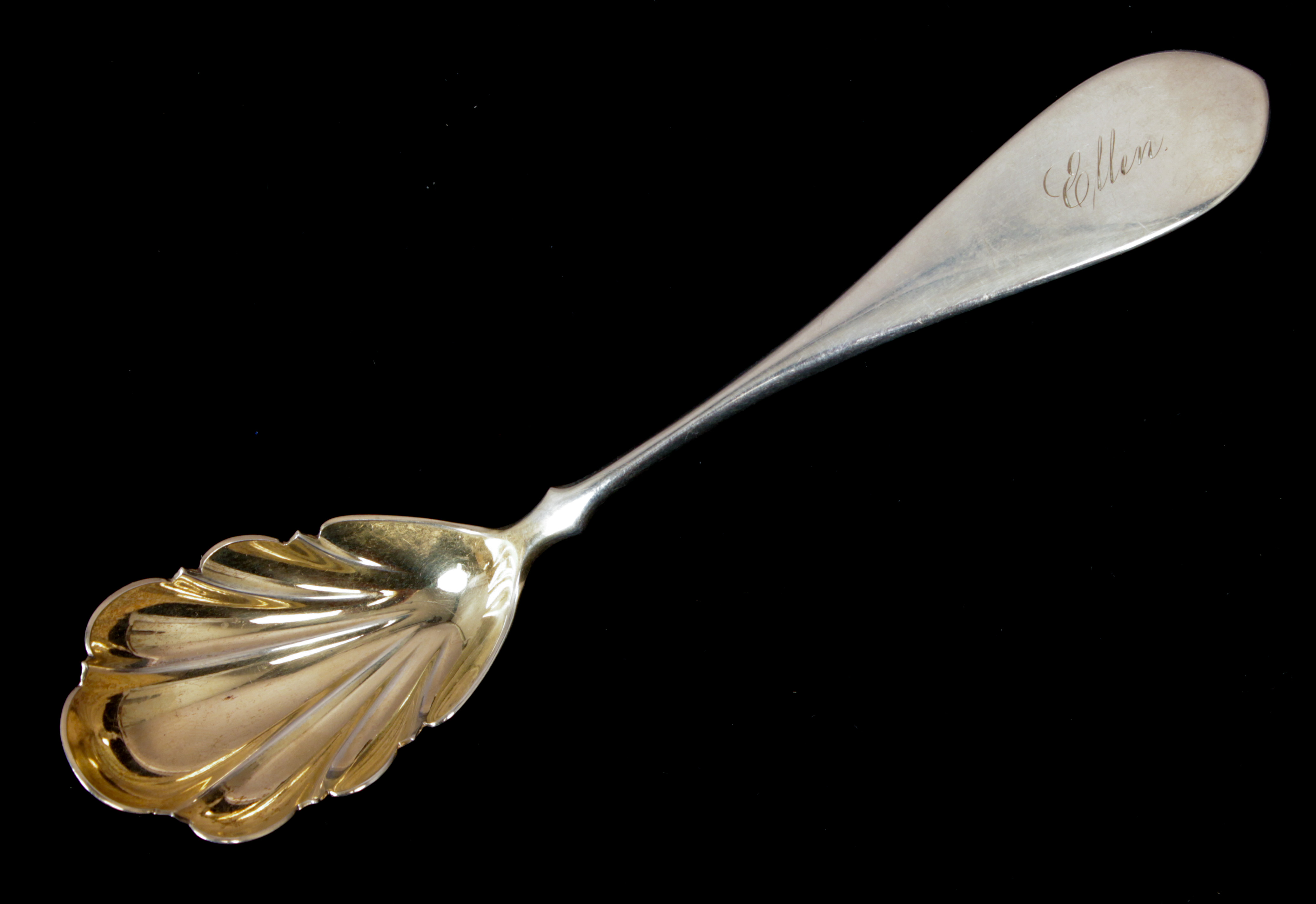 Antique Gorham 19c Parcel Gilt Sterling Silver Sugar Shell Spoon eBay