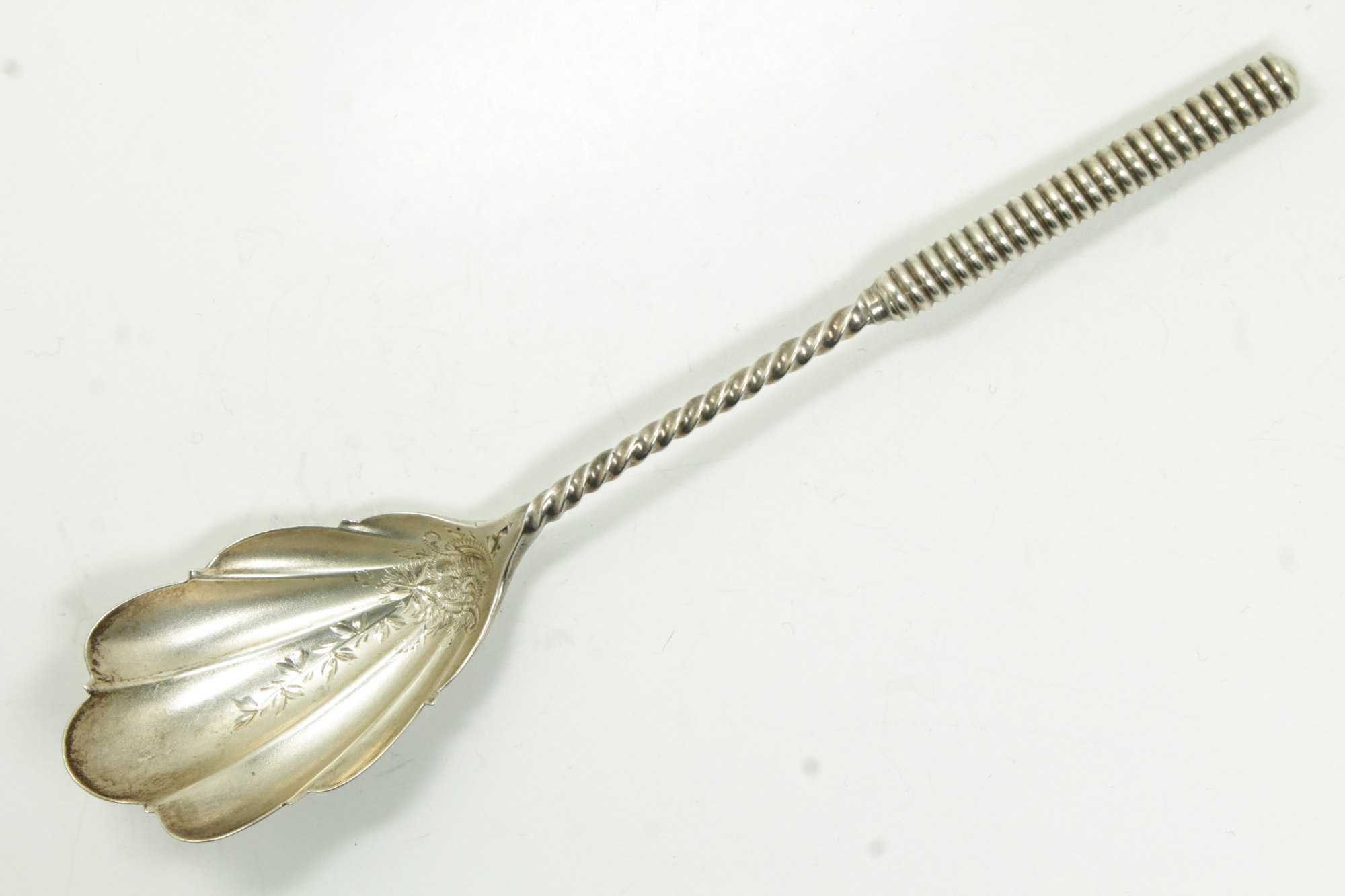 Antique 19c Whiting Unusual Design Bright Cut Sterling Silver Sugar