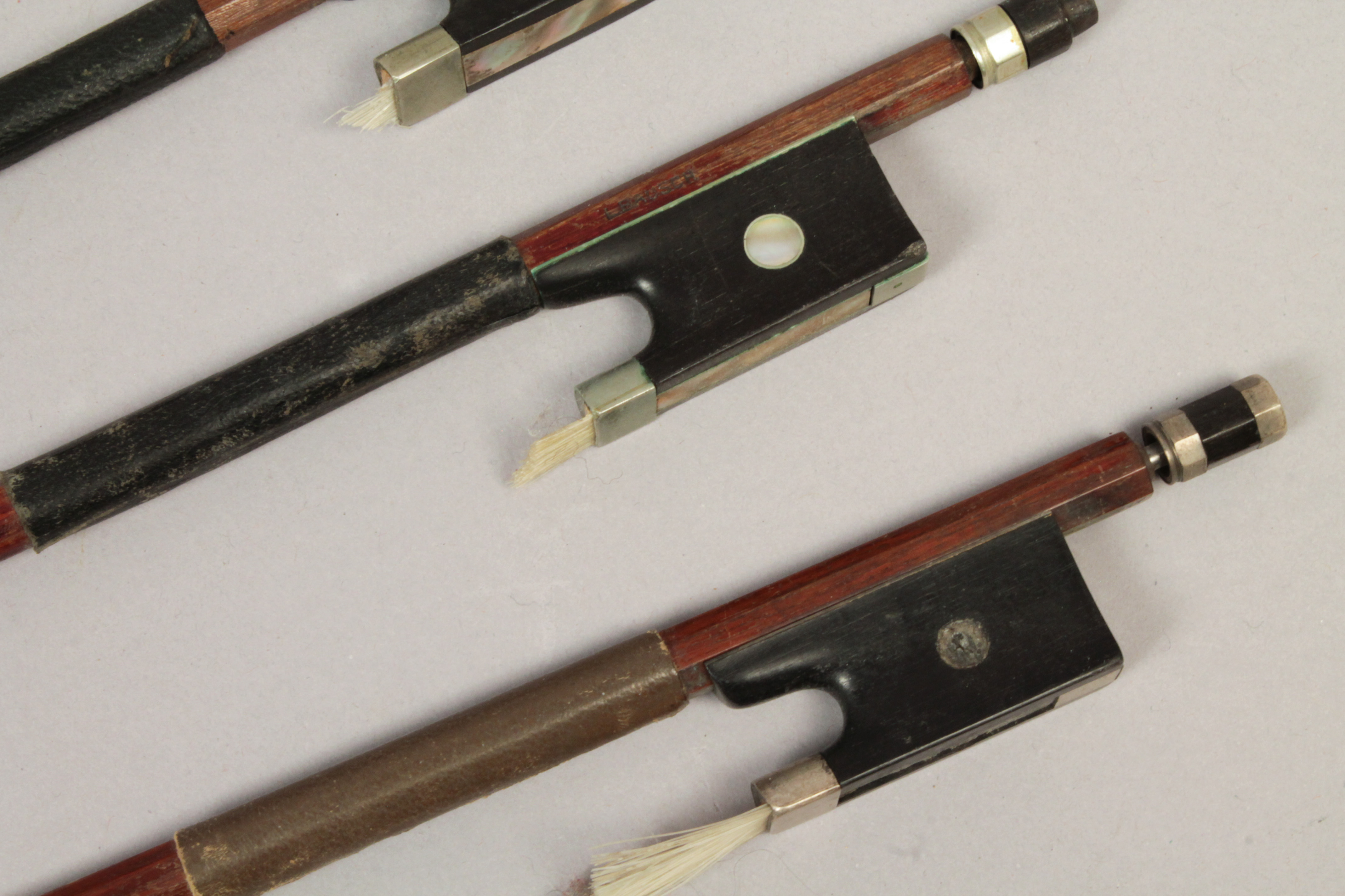 Vintage Early 20c Group 4 Violin Bows For Parts & Restoration incl L