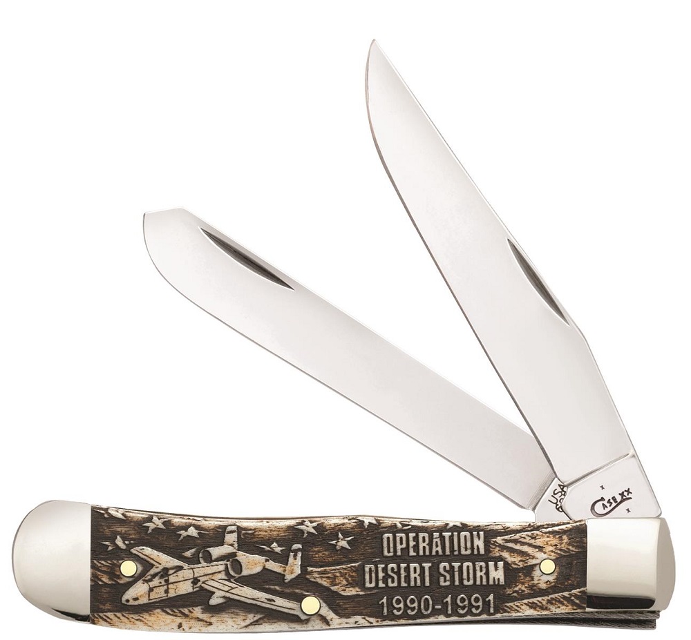 CASE XX Operation Desert Storm Natural Bone Trapper Pocket Knife
