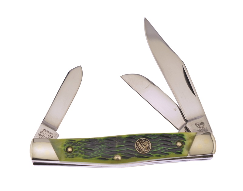 HEN & ROOSTER AND Antique Green Pickbone Sloped Bolster Stockman Pocket