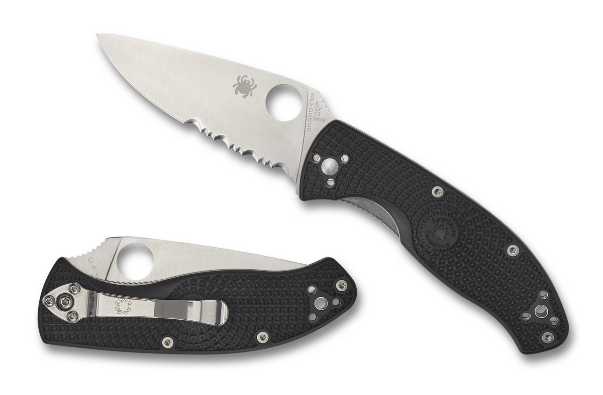 Spyderco Black Fiberglass Reinforced Nylon FRN Tenacious Liner Lock Stainless Pocket Knife