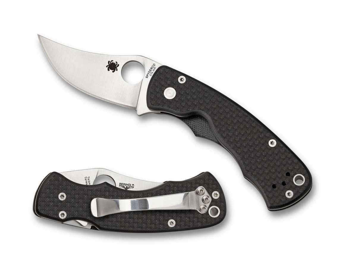 Spyderco Carbon Fiber & Black G-10 Laminate Reinhold Rhino CTS XHP Stainless Pocket Knife