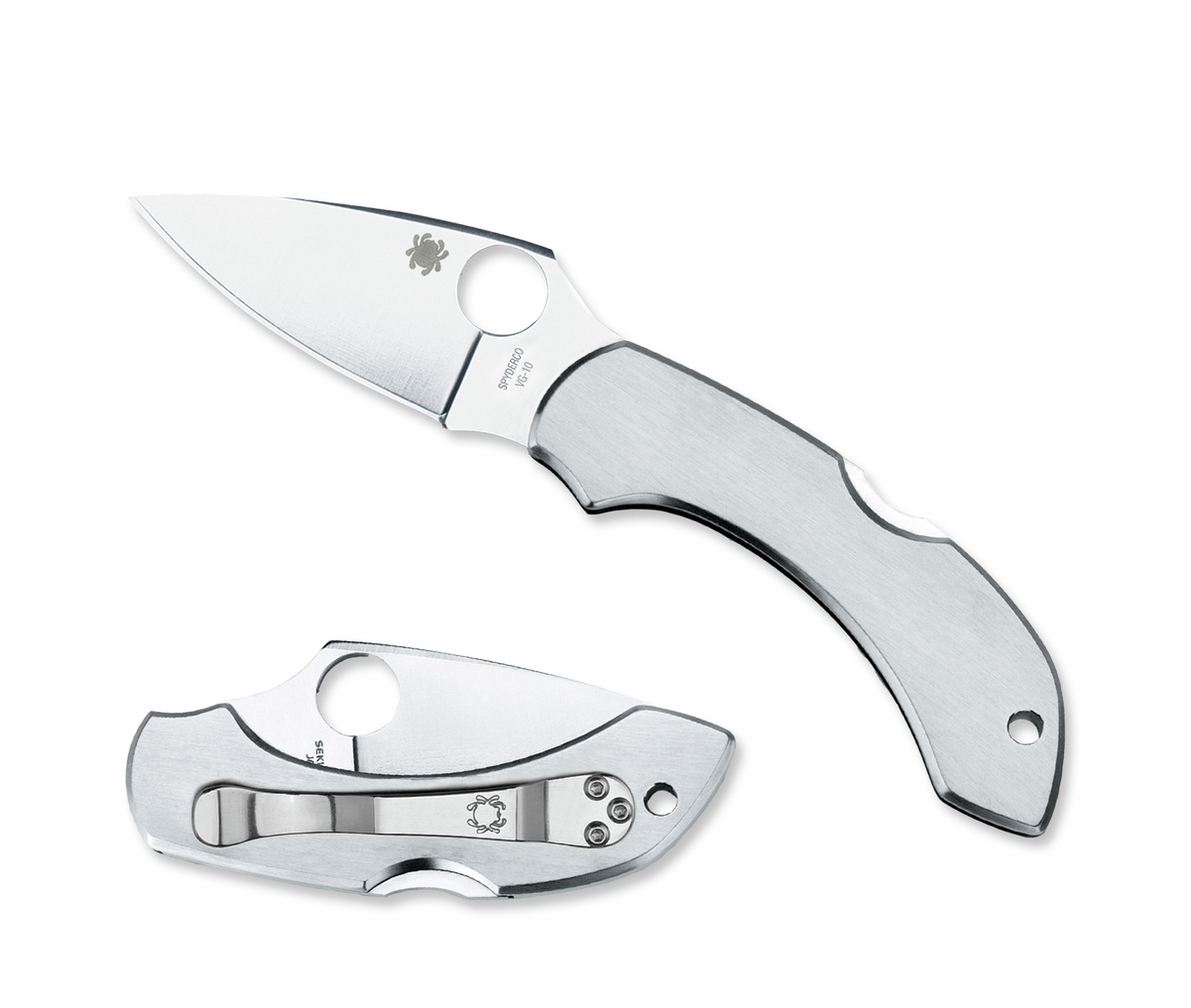 Spyderco Stainless Dragonfly Lockback VG-10 Steel Straight Edge Pocket Knife