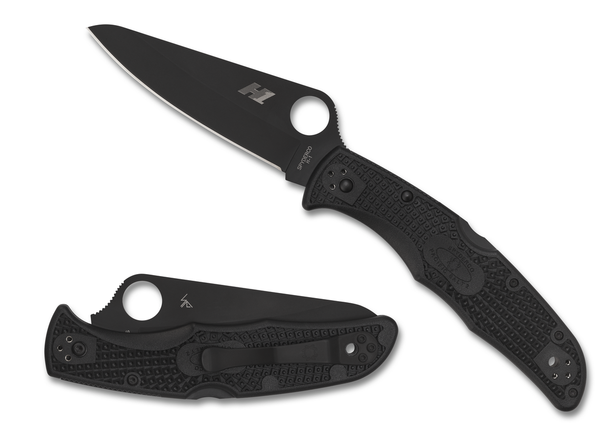 Spyderco Black Fiberglass Reinforced Nylon Pacific Salt 2 Lockback H-1 Stainless Pocket Knife