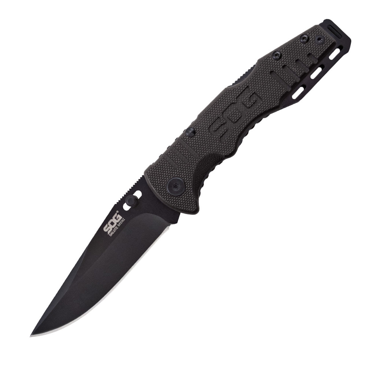 SOG Black G-10 Salute Mini Lockback Stainless Pocket Knife