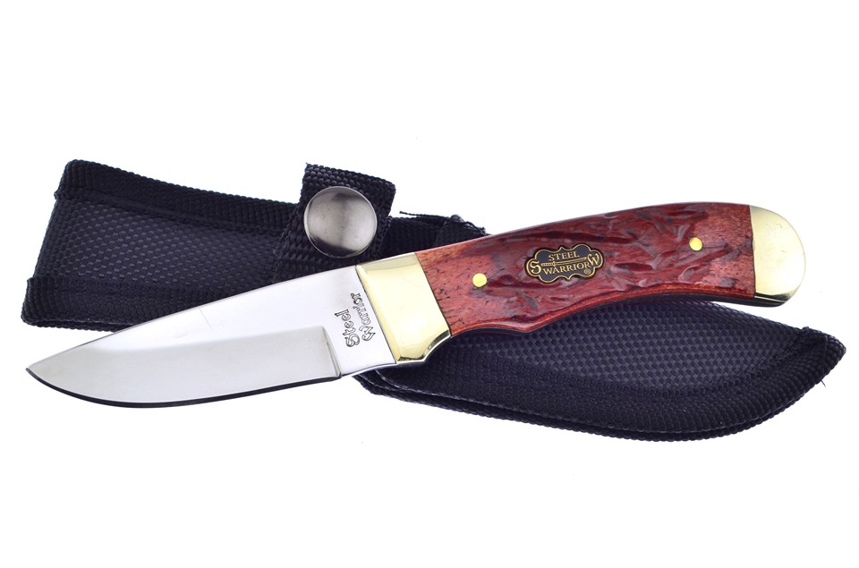 Steel Warrior Jigged Chestnut Bone Full Tang Fixed Blade Stainless Knife