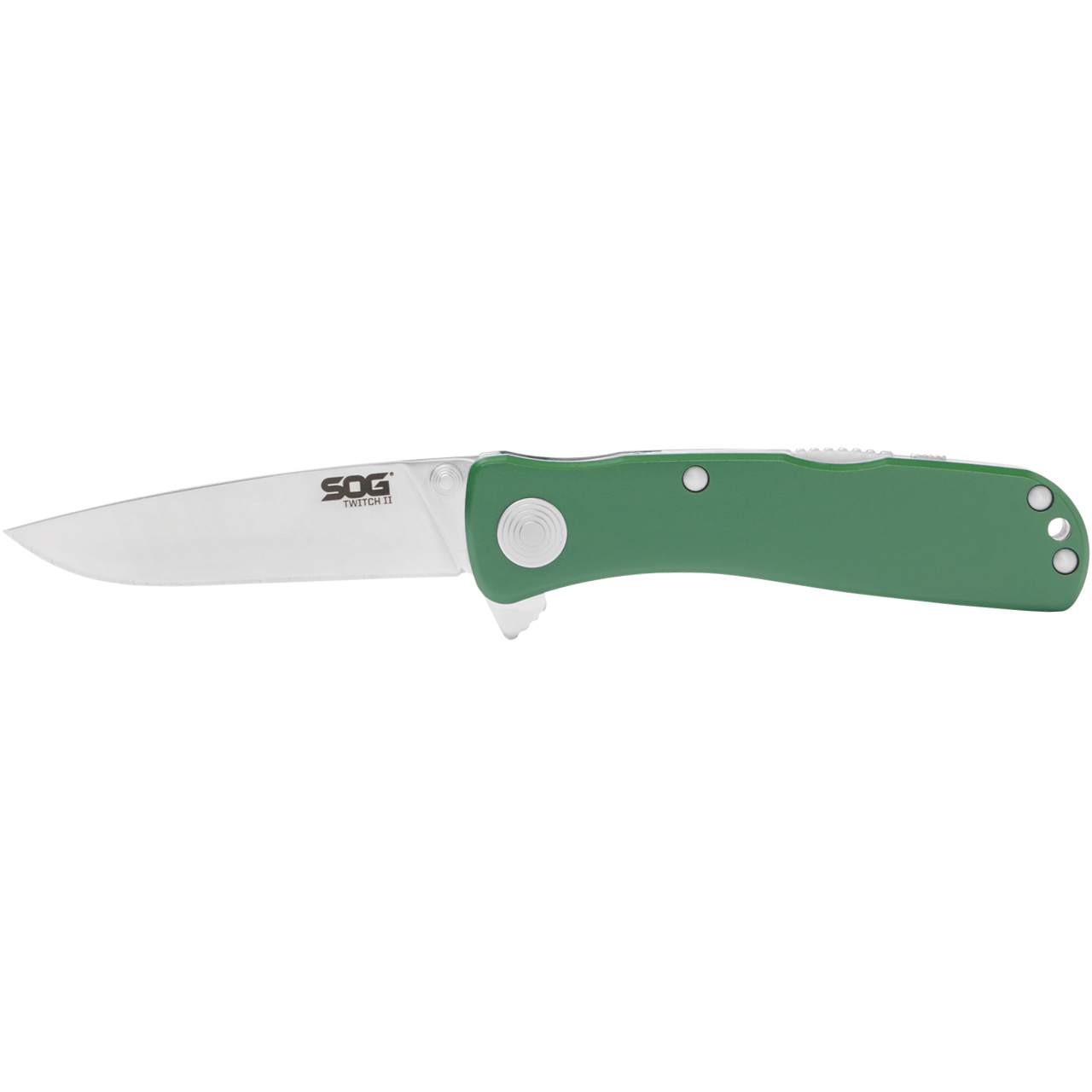 SOG Moss Green Aluminum Twitch 2 Lockback AUS-8 Stainless Pocket Knife